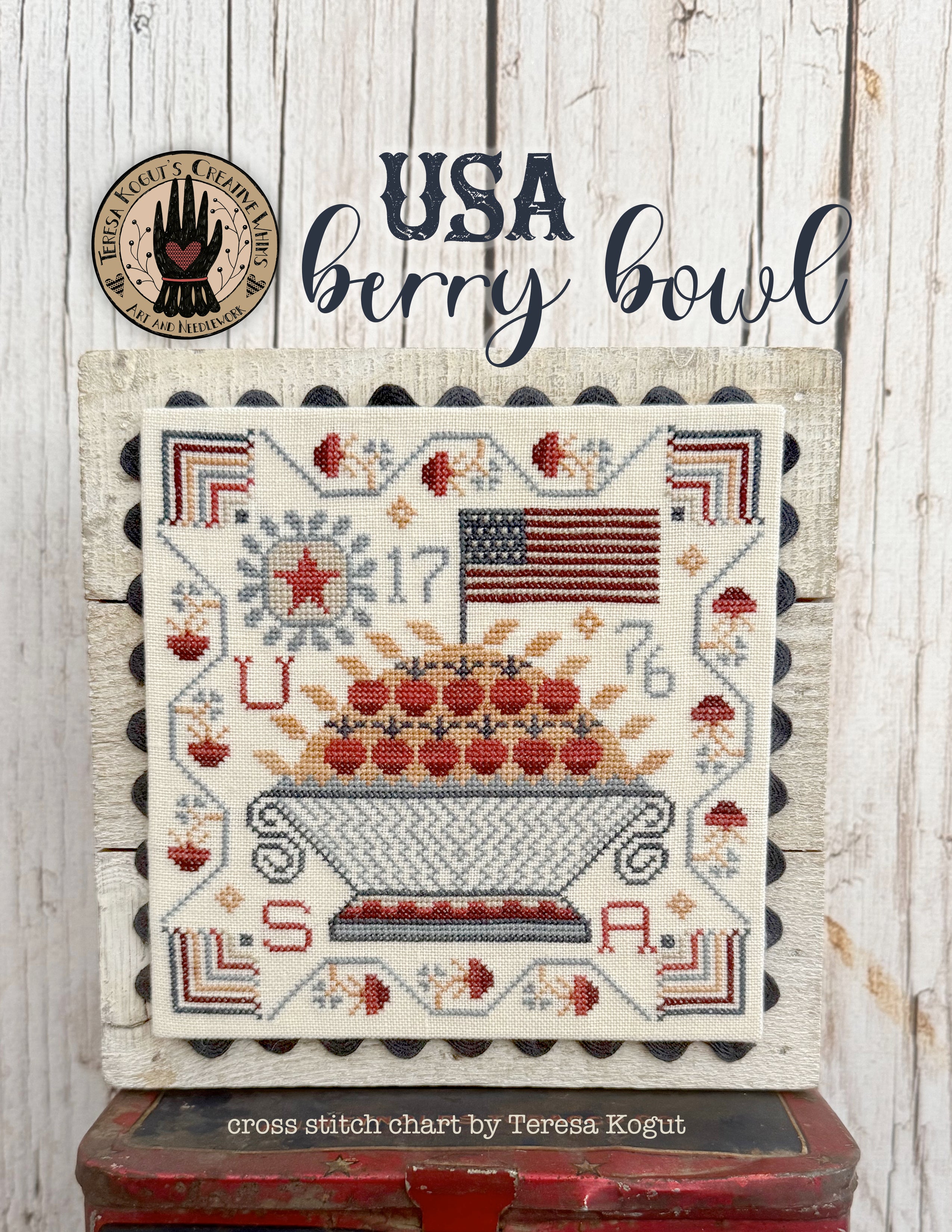 USA Berry Bowl Cross Stitch Chart PDF – Creative Whims by Teresa Kogut