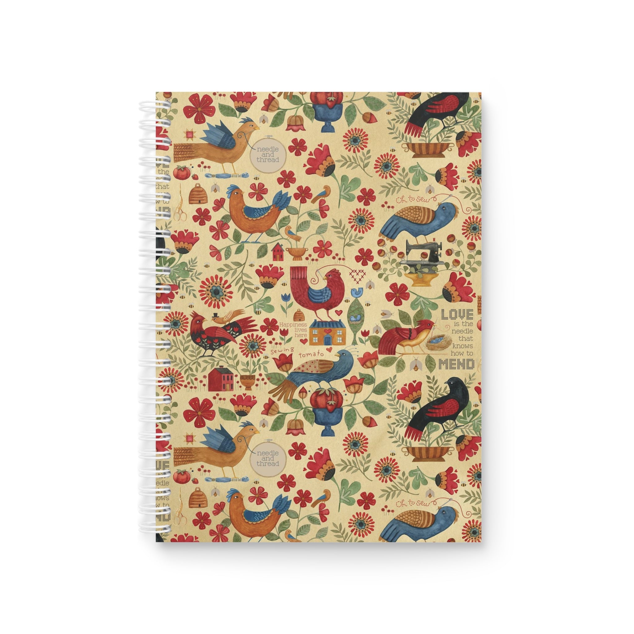 Stitchy Birds Spiral Notebook