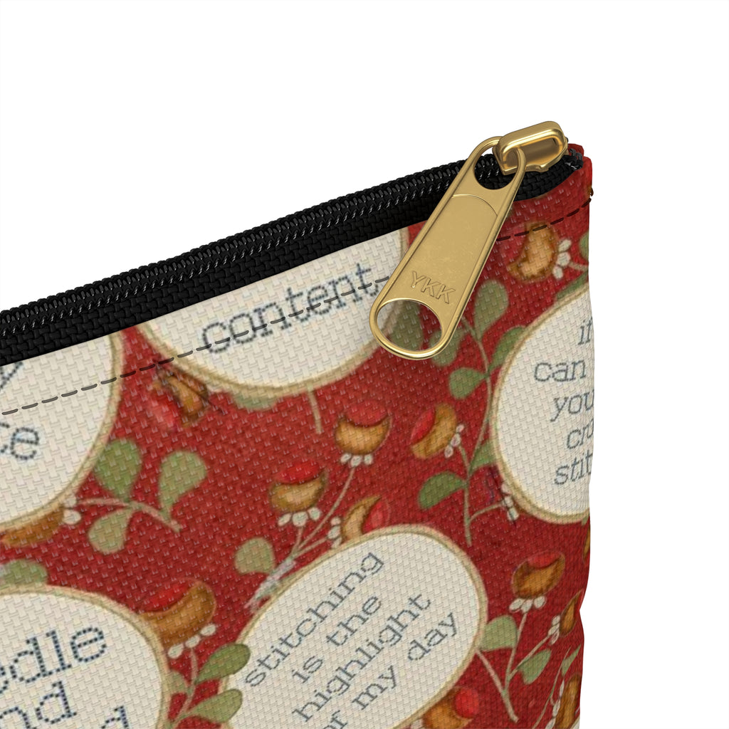 Stitchy Birds Hoops & Vines (Red) Accessory Pouch