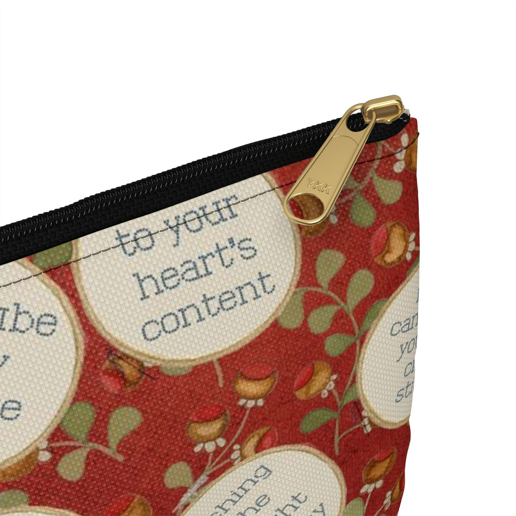 Stitchy Birds Hoops & Vines (Red) Accessory Pouch