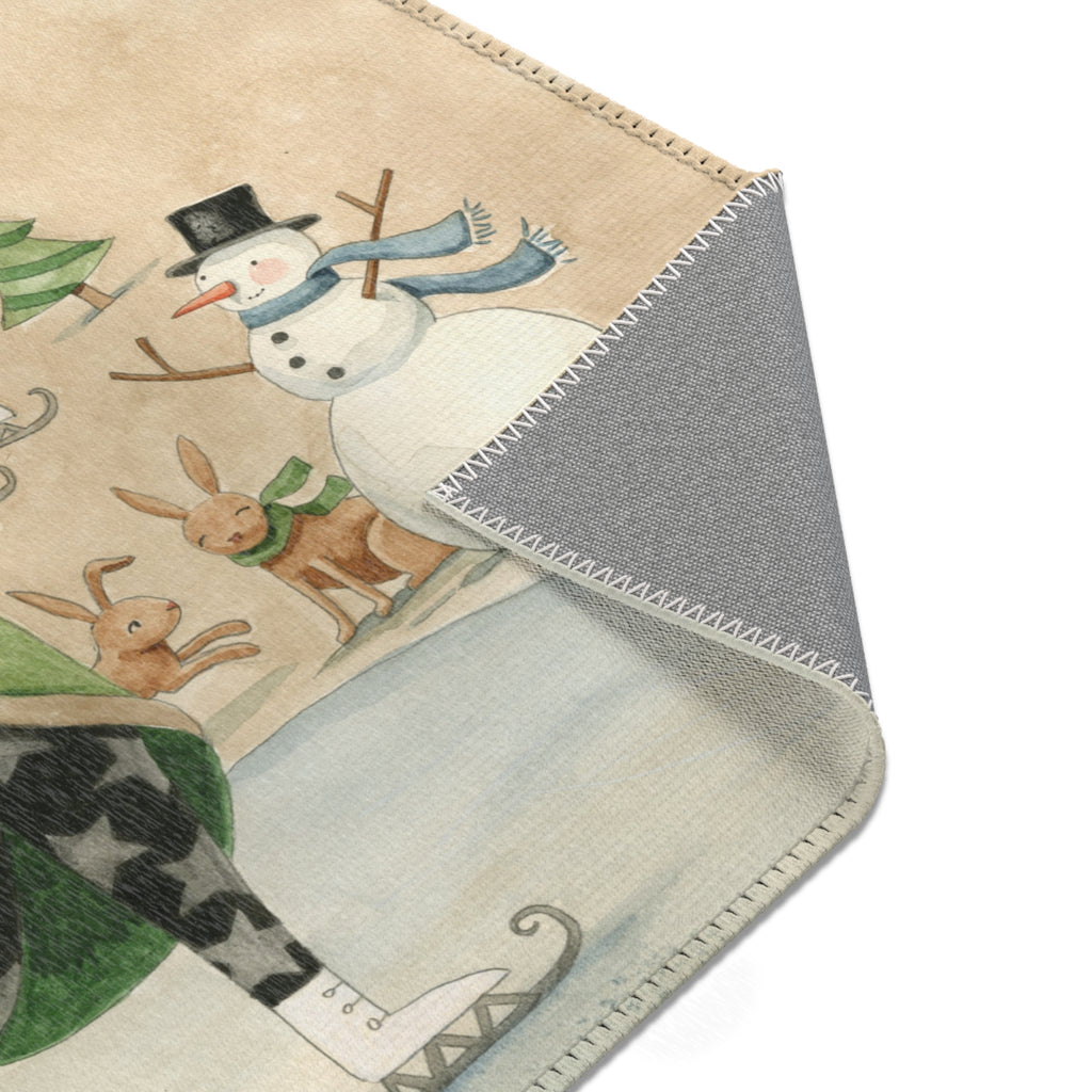 Skating Santa Area Rug