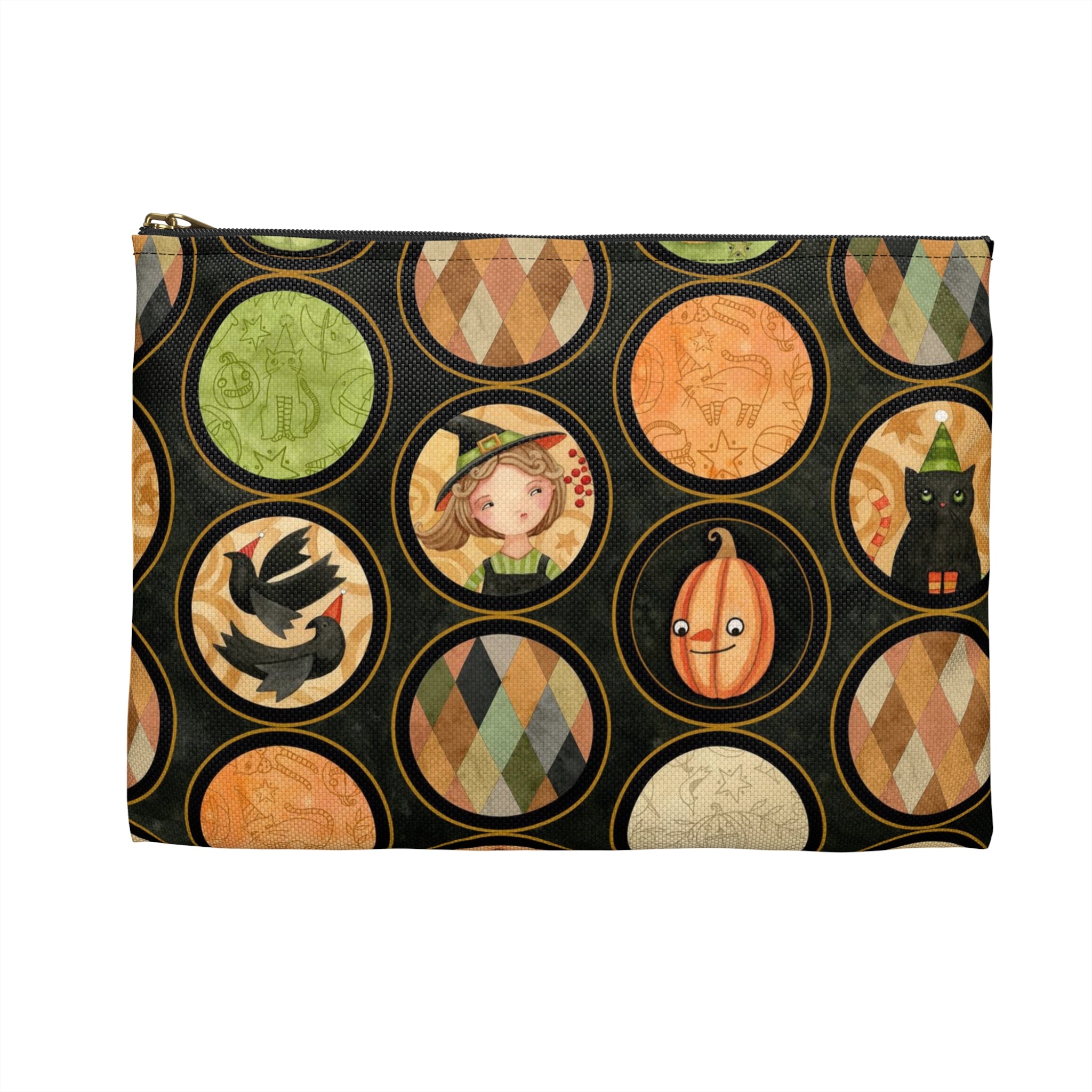 Halloween Whimsy Circles Accessory Pouch