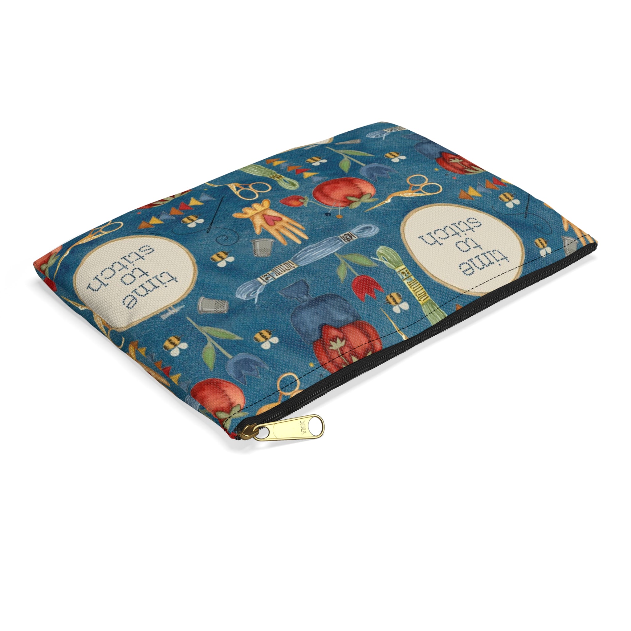 Stitchy Birds Hoops & Vines (blue) Accessory Pouch