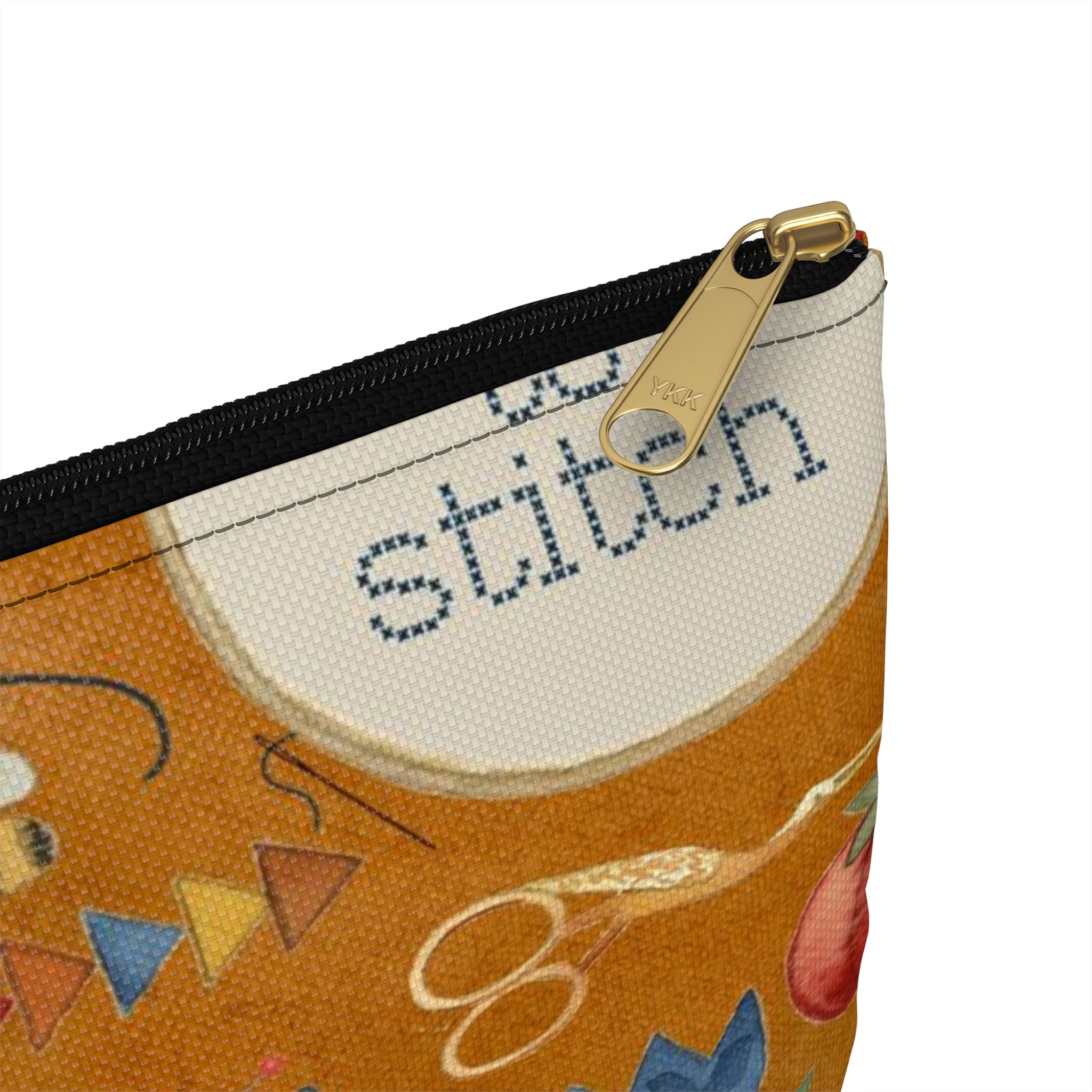 Stitchy Birds Hoops & Vines (Camel Color) Accessory Pouch