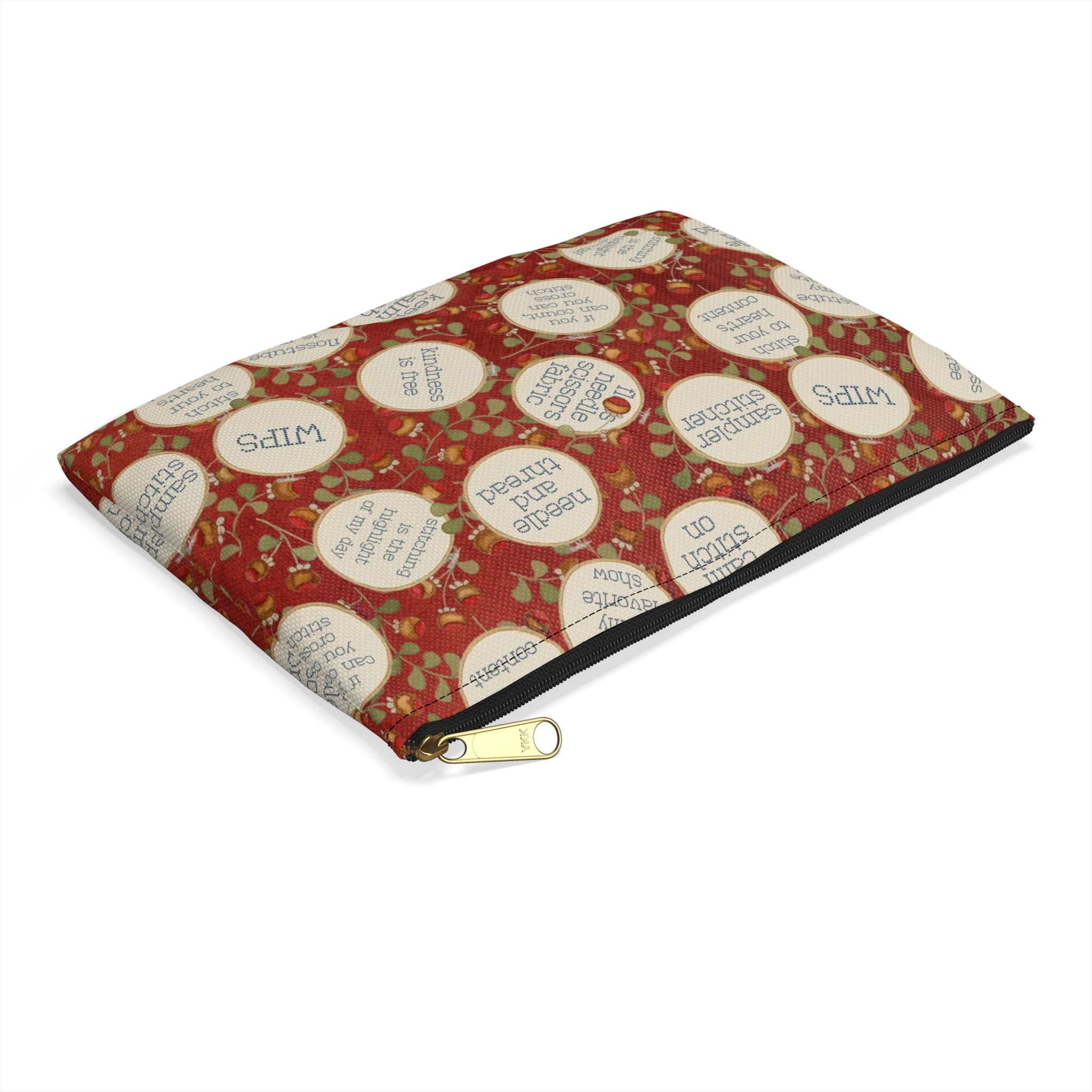 Stitchy Birds Hoops & Vines (Red) Accessory Pouch