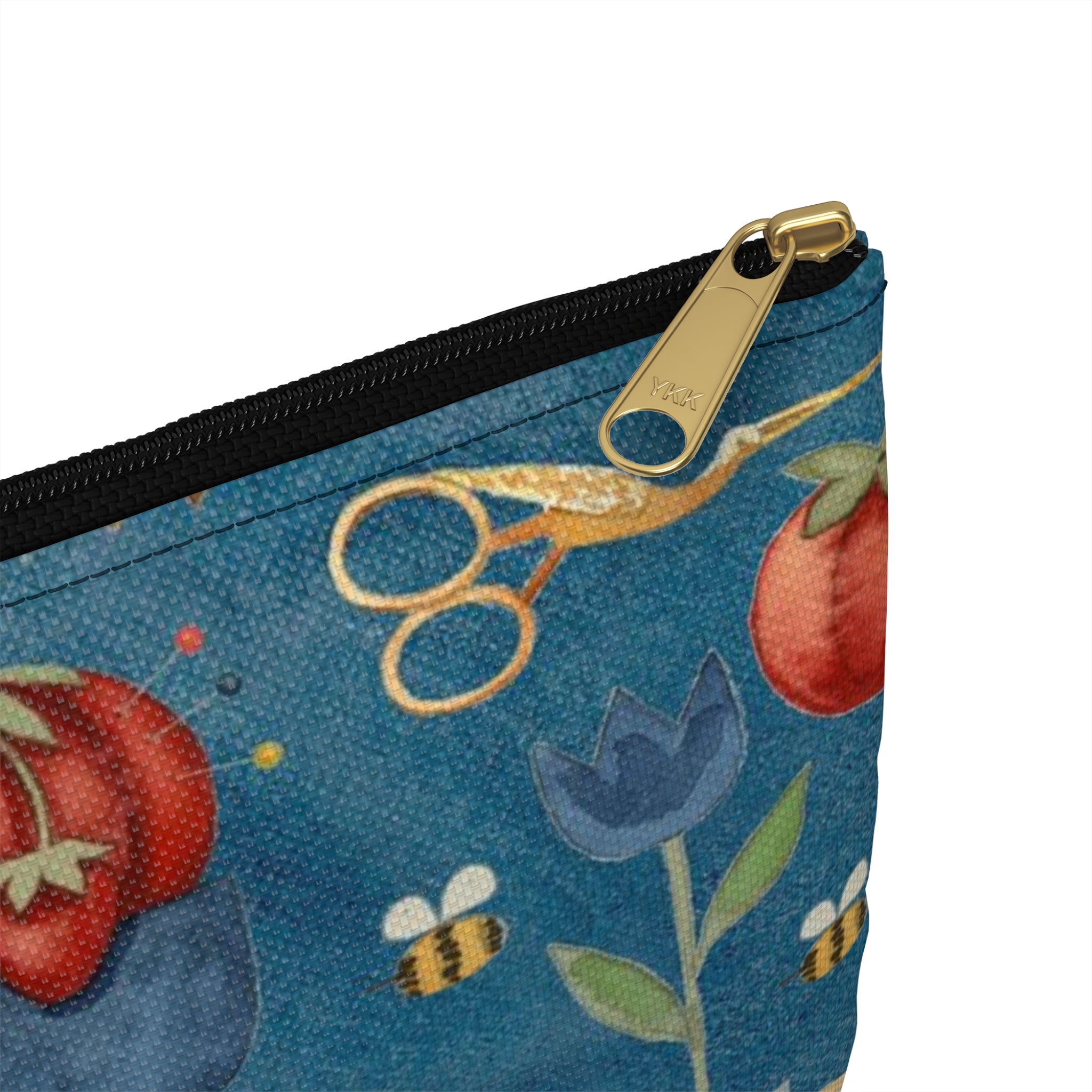 Stitchy Birds Hoops & Vines (blue) Accessory Pouch