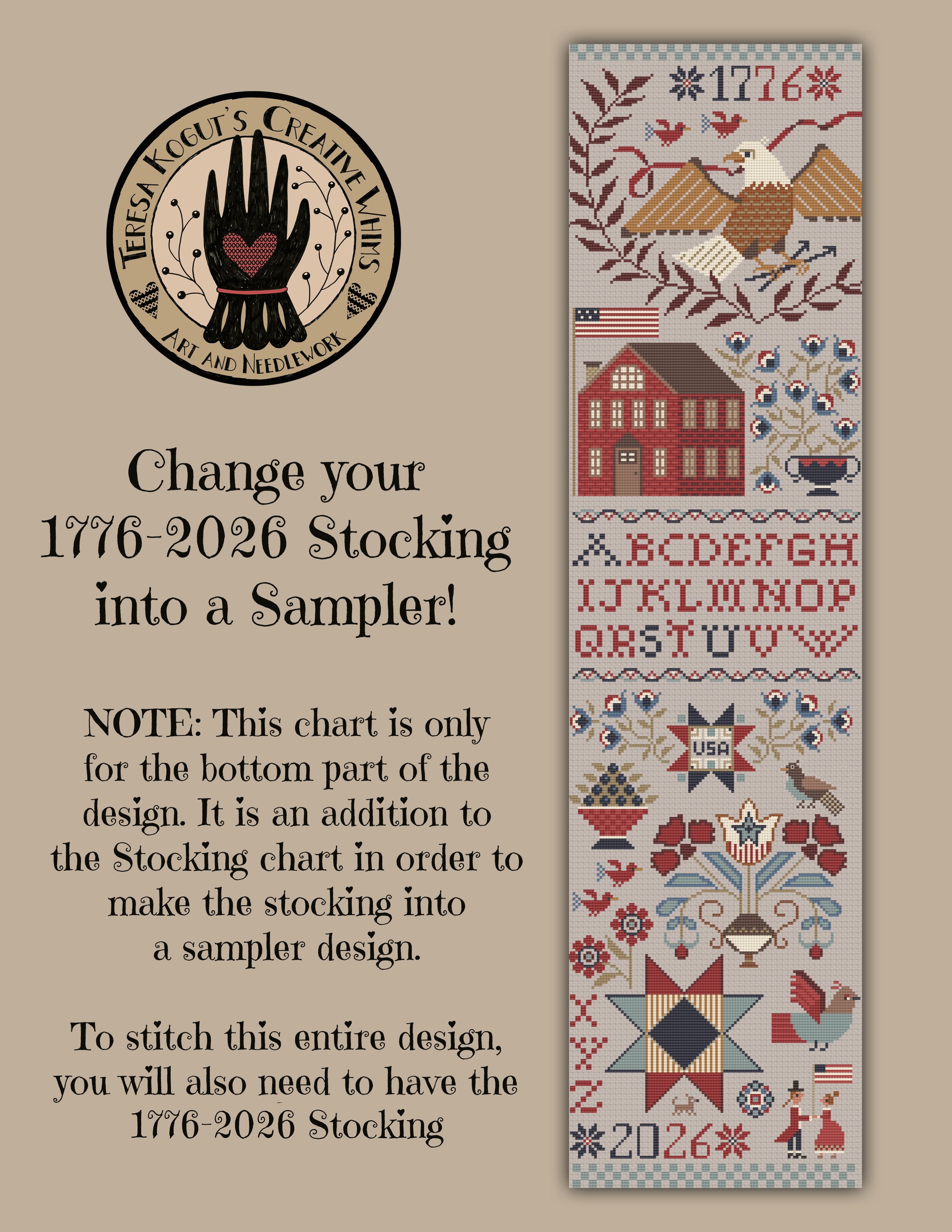 1776 - 2026 Sampler Cross Stitch Chart