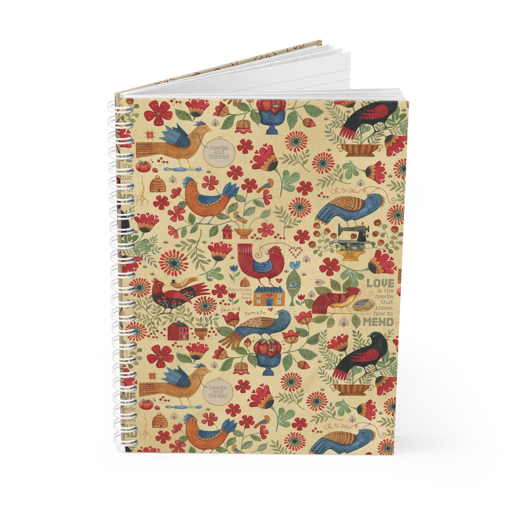 Stitchy Birds Spiral Notebook