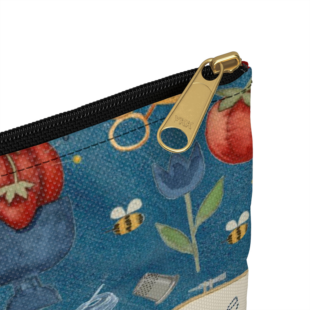 Stitchy Birds Hoops & Vines (blue) Accessory Pouch