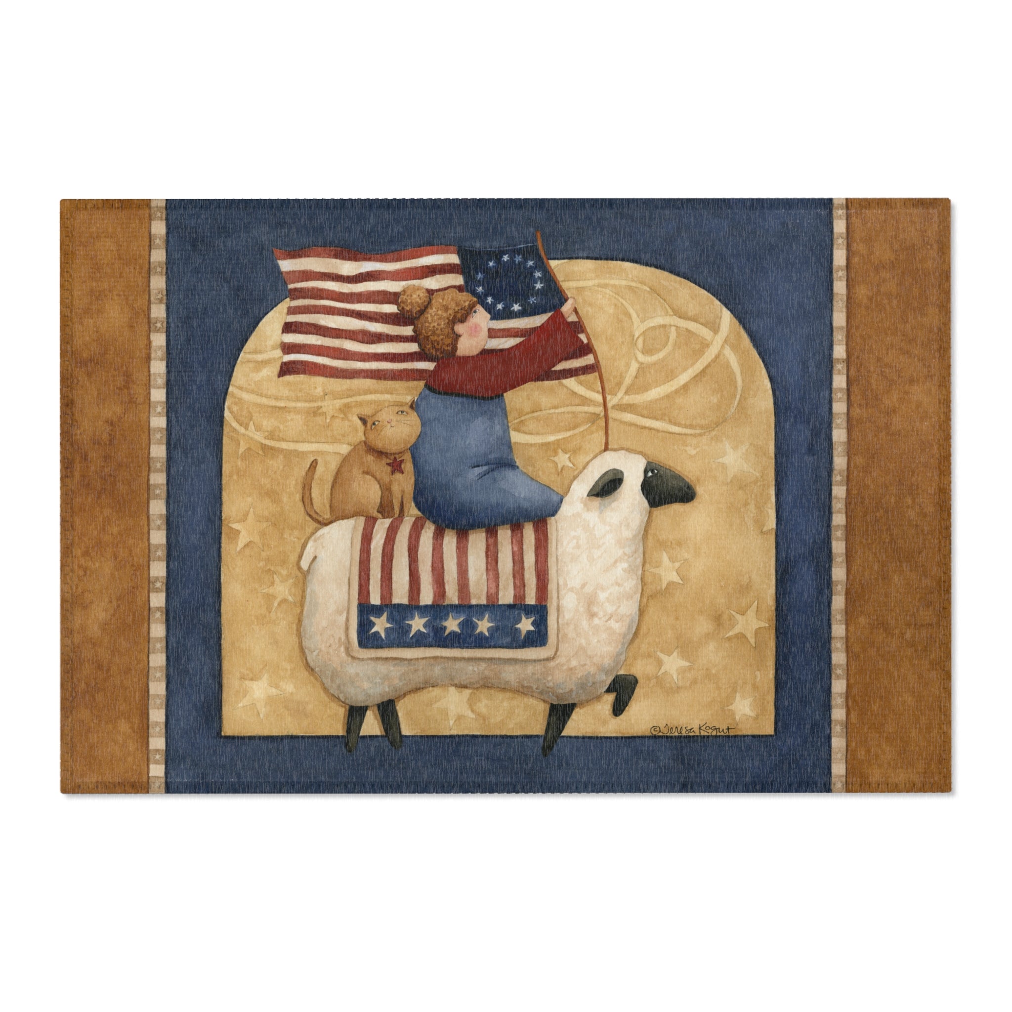 Patriotic Sheep Ride Area Rug