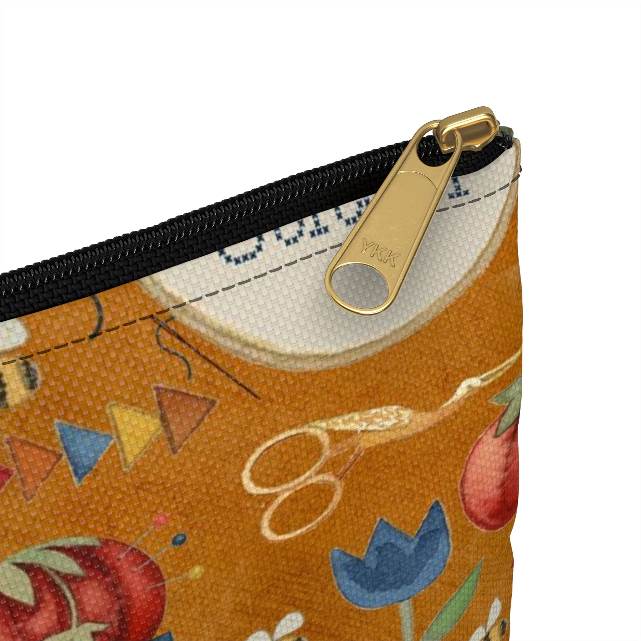 Stitchy Birds Hoops & Vines (Camel Color) Accessory Pouch