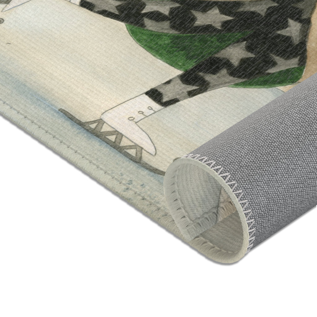 Skating Santa Area Rug