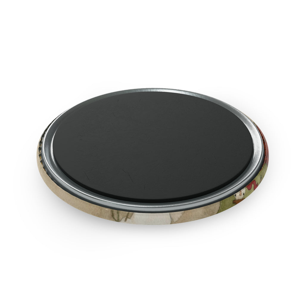 Green Coat Santa Round Button Magnet