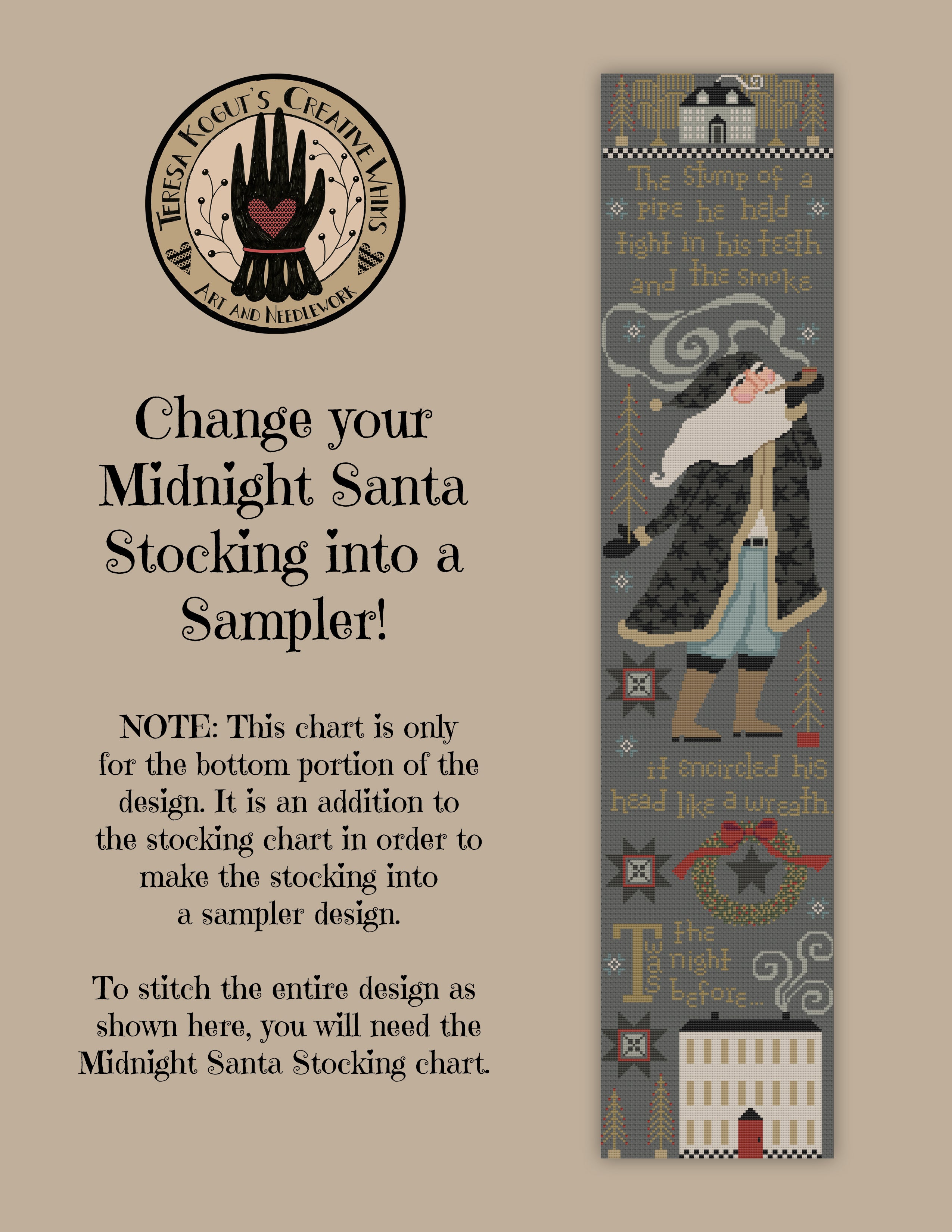 Midnight Santa Sampler Cross Stitch Chart