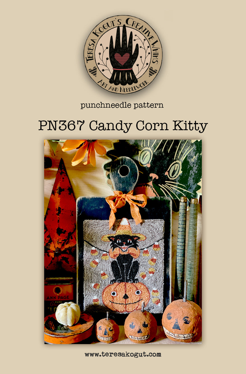 PN367 Candy Corn Kitty Punchneedle Pattern