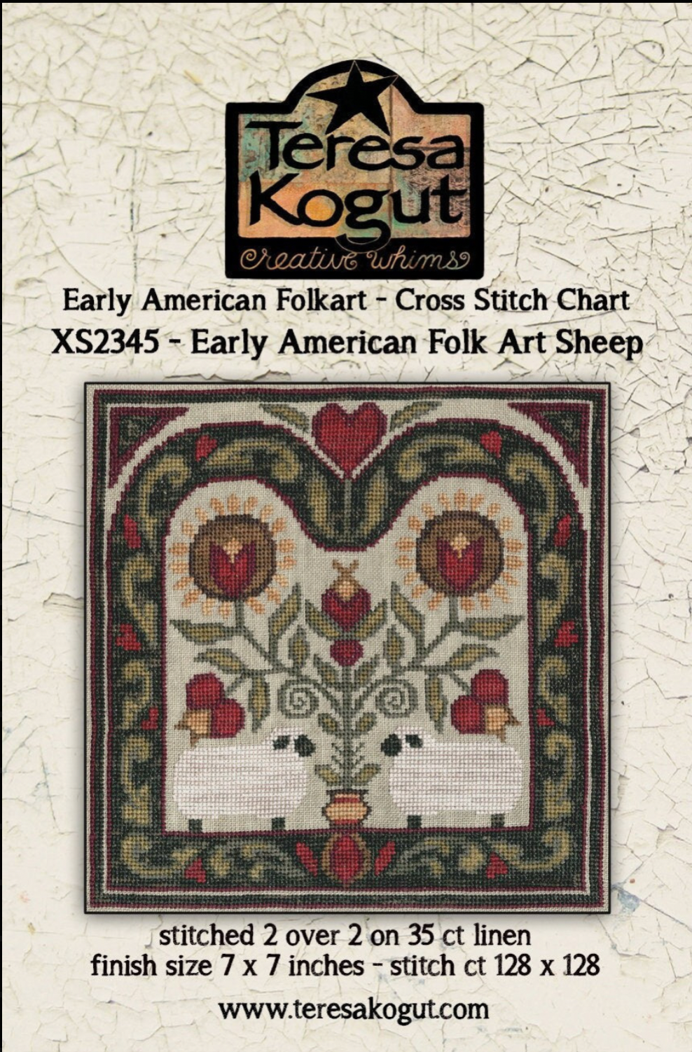 XS2345 Early American Folk Sheep Cross Stitch Chart