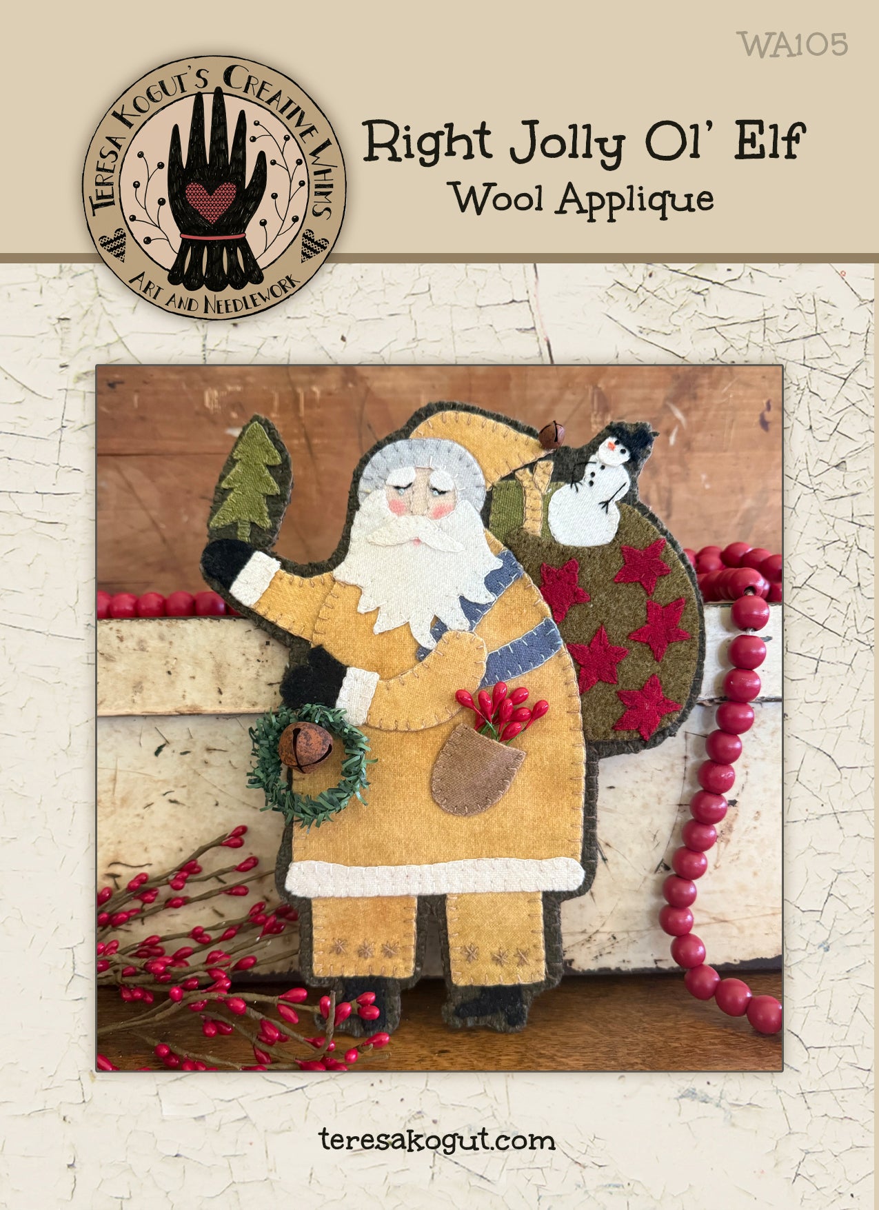 WA105  Right Jolly Ol' Elf Wool Applique Pattern