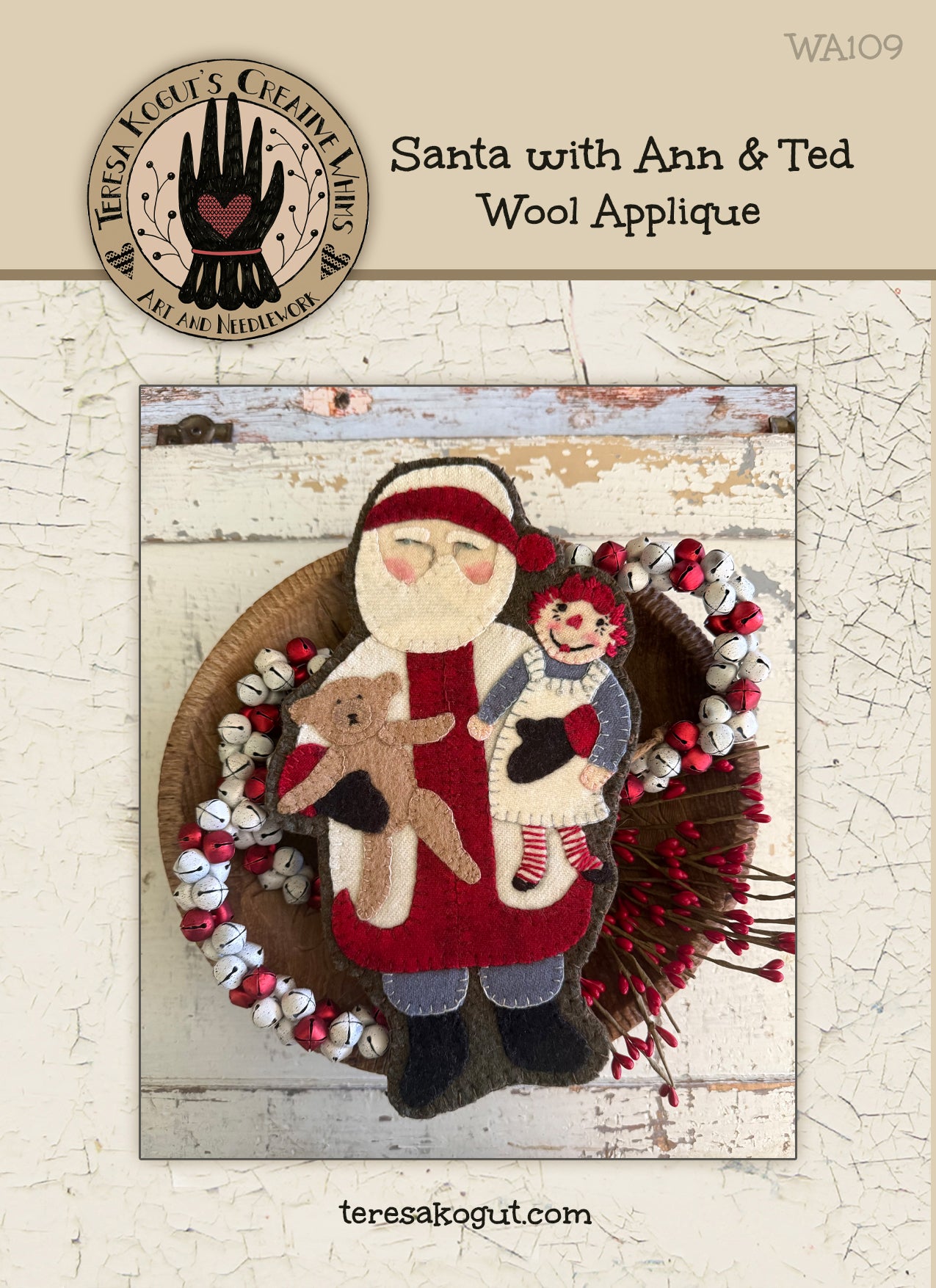 WA109 Santa with Ann & Ted Wool Applique Pattern