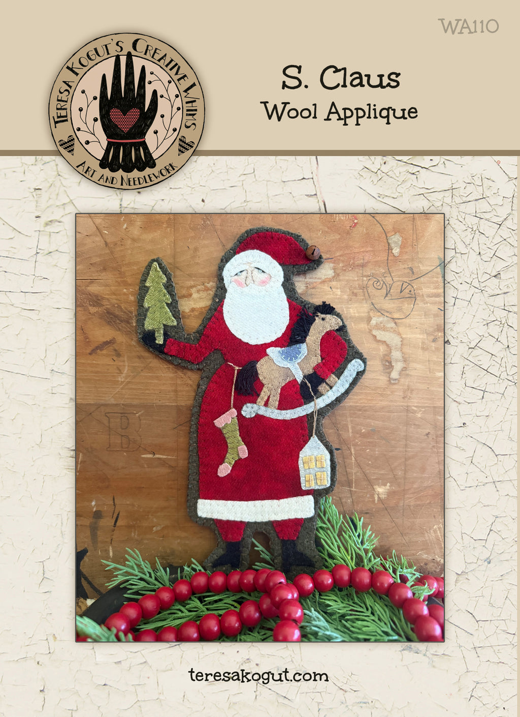 WA110 S. Claus Wool Applique Pattern