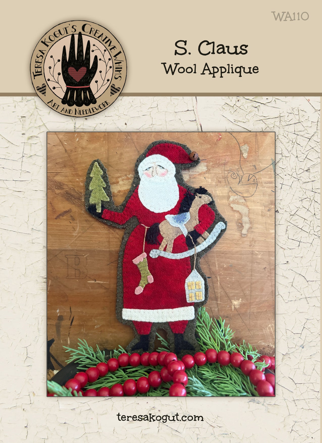 WA110 S. Claus Wool Applique Pattern