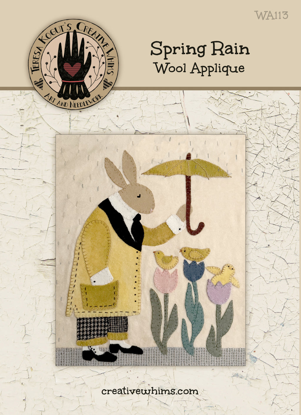 WA113 Spring Rain Wool Applique Pattern