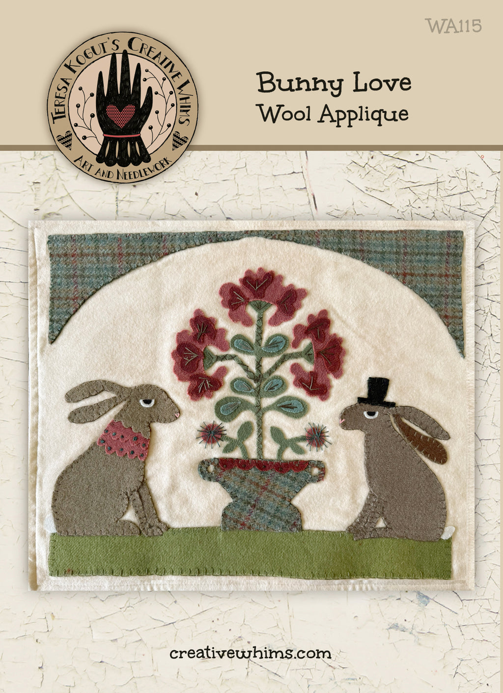 WA115 Bunny Love Wool Applique Pattern