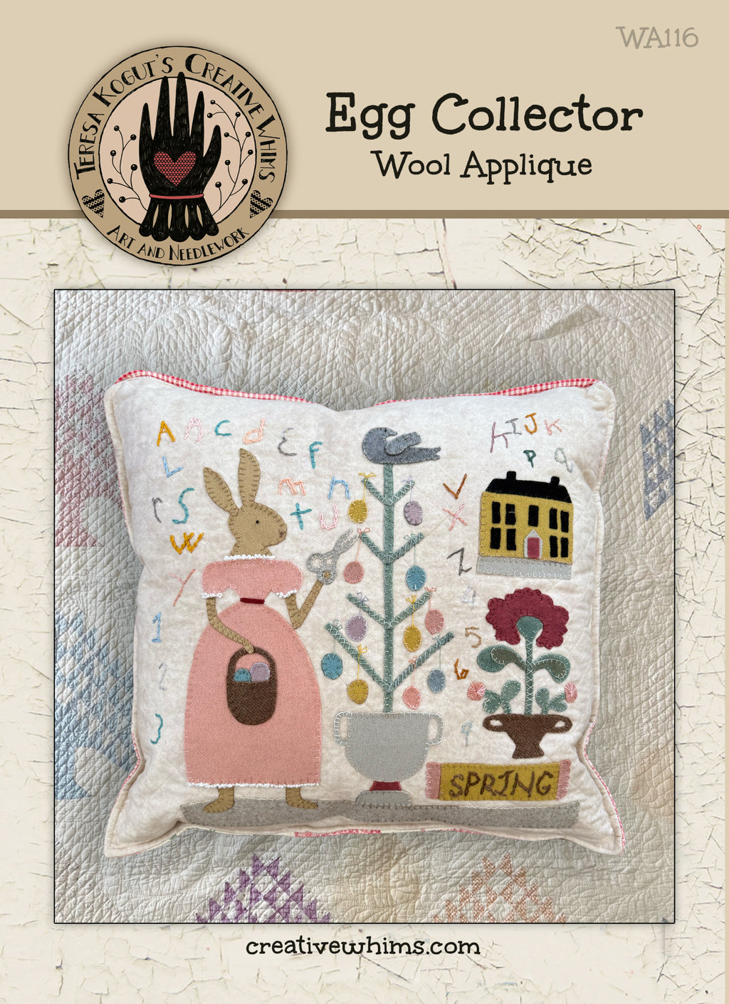 WA116 Egg Collector Wool Applique Pattern