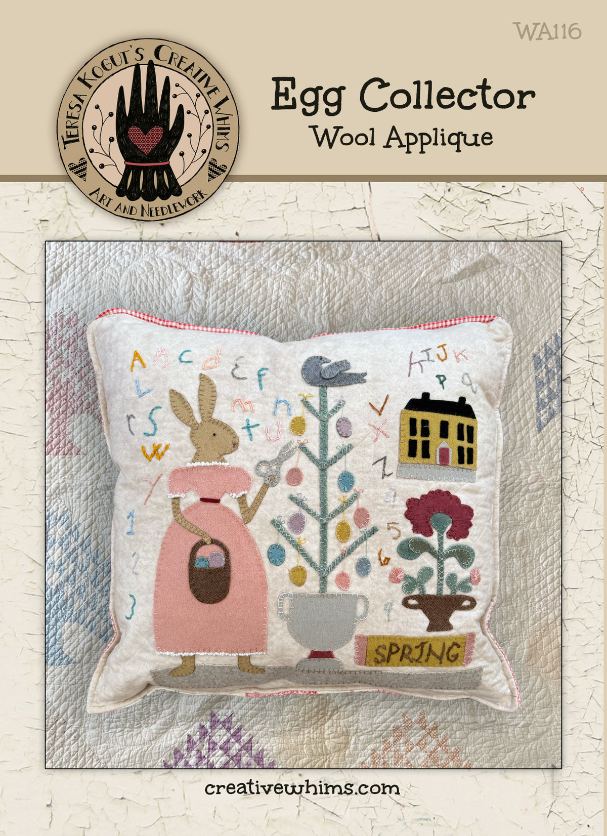 WA116 Egg Collector Wool Applique Pattern – Creative Whims by Teresa Kogut