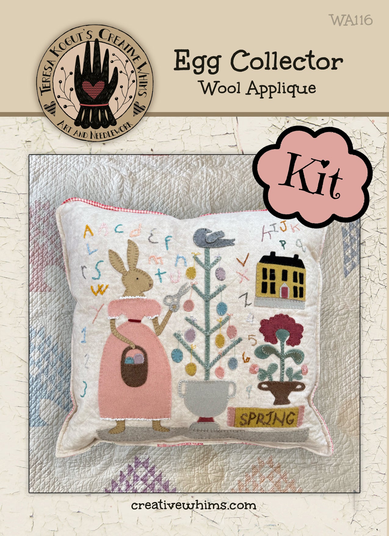 WA116 Egg Collector Wool Applique Pattern KIT