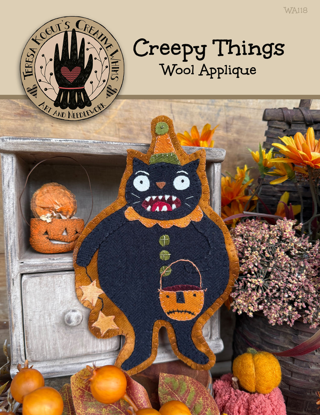 WA118 Creepy Things Wool Applique Pattern