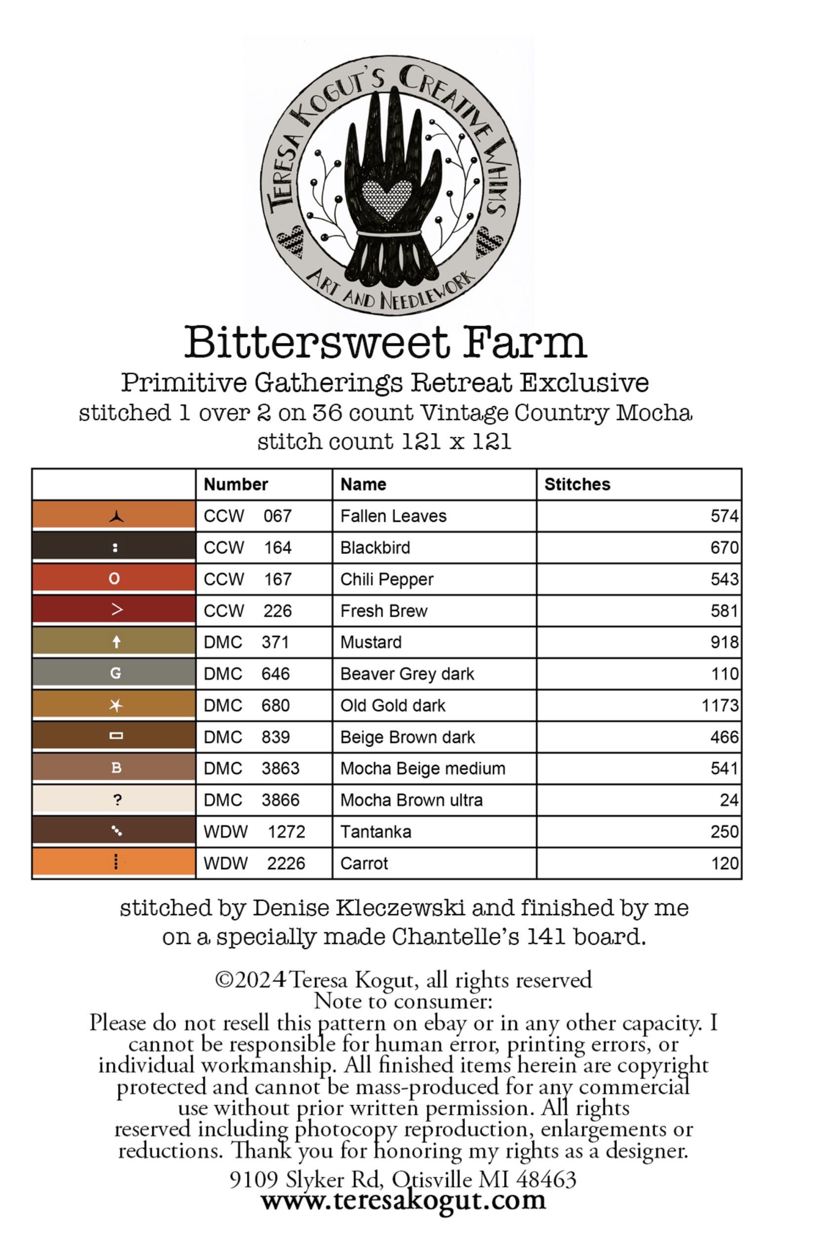 XS372 Bittersweet Farm Cross Stitch Chart