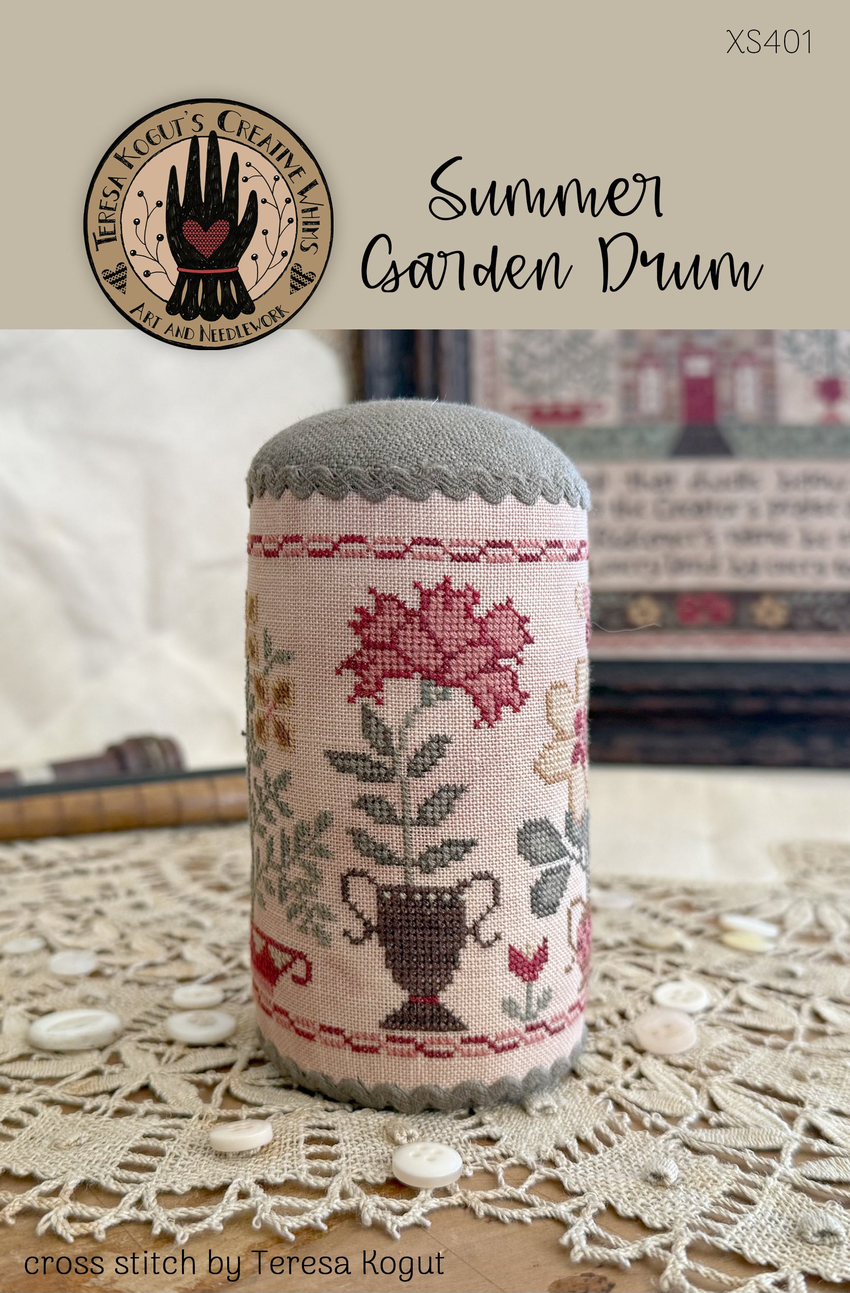 XS401 Summer Garden Drum Cross Stitch Chart