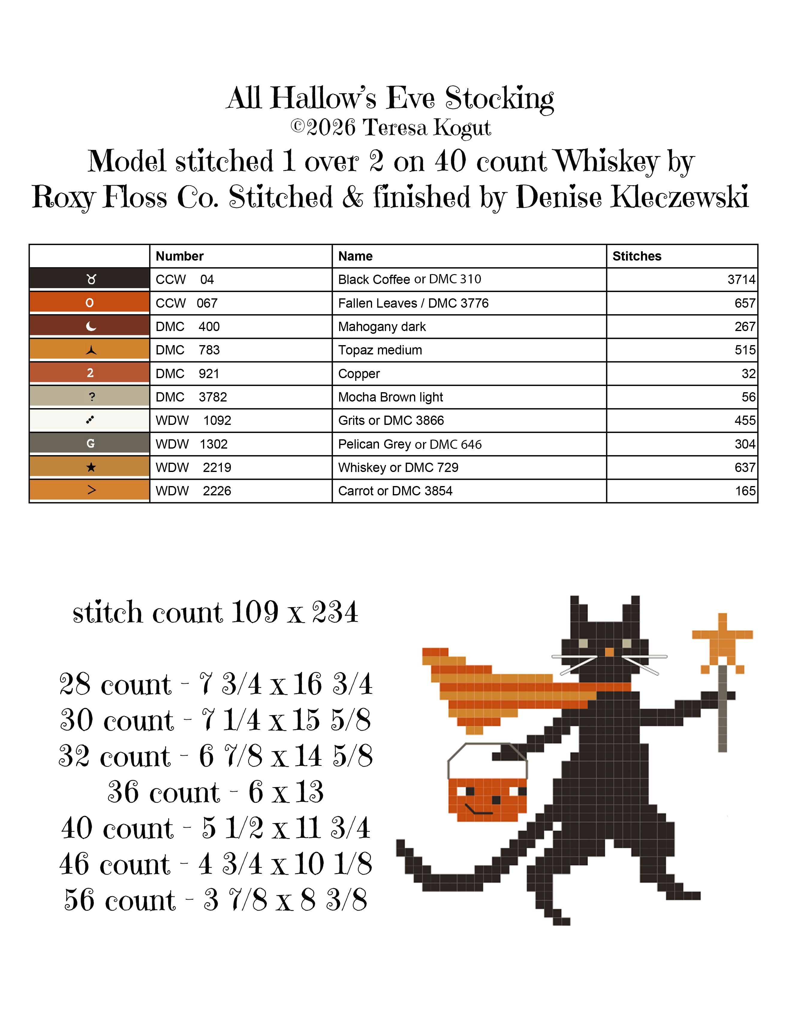 XS405 All Hallow's Eve Stocking Cross Stitch Chart