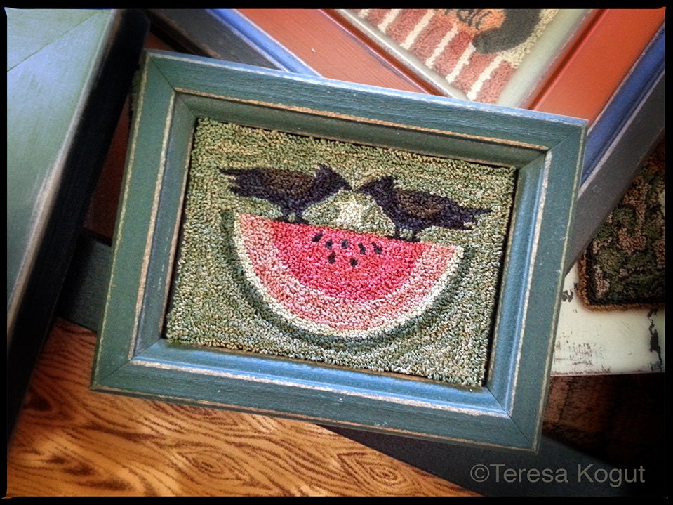 PN047 Watermelon Crows Punchneedle Pattern