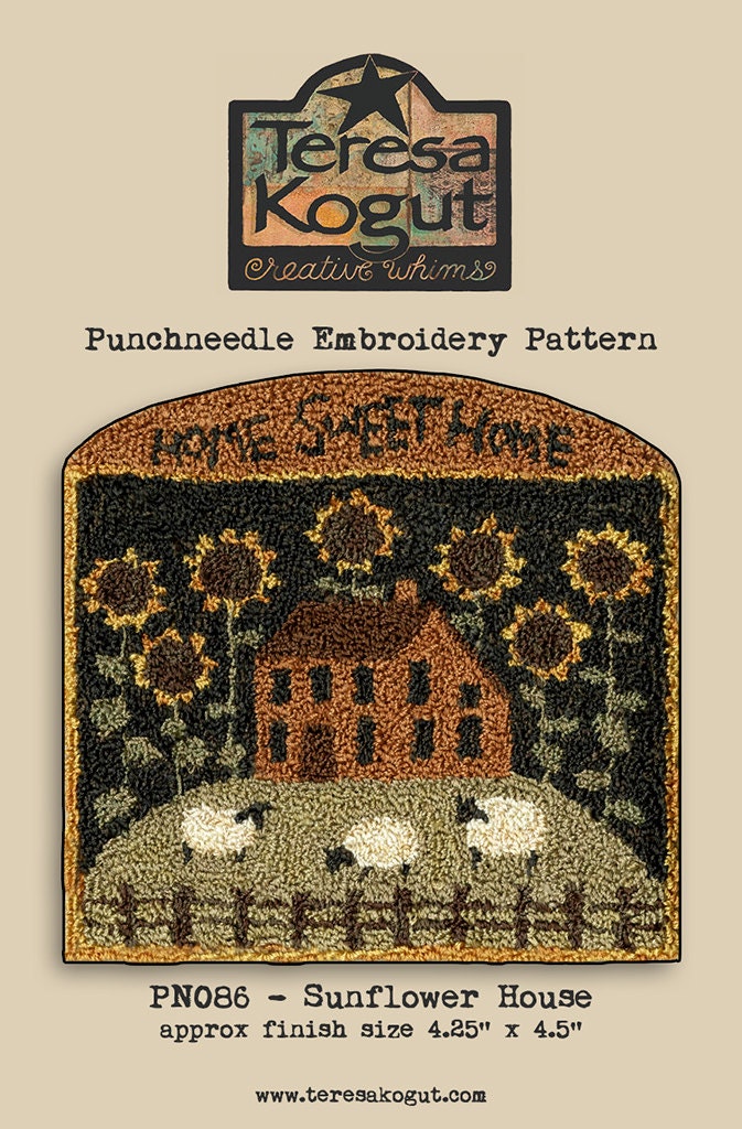 PN086 Sunflower House Punchneedle Pattern