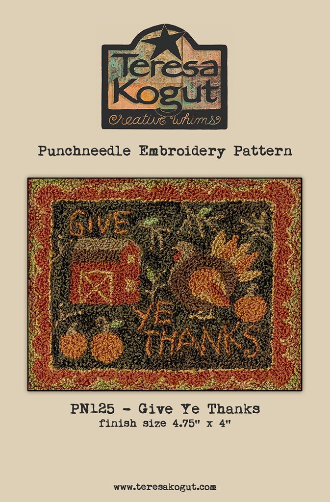 PN125 Give Ye Thanks Punchneedle Pattern