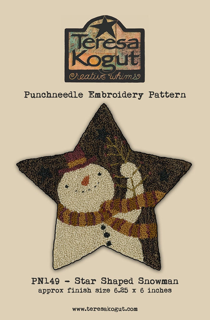 PN149 Star Shaped Snowman Punchneedle Pattern