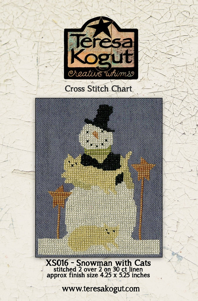 XS016 Snowman with Cats Cross Stitch Chart