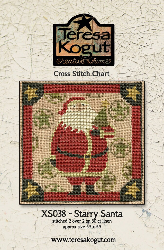 XS038 Starry Santa Cross Stitch Chart