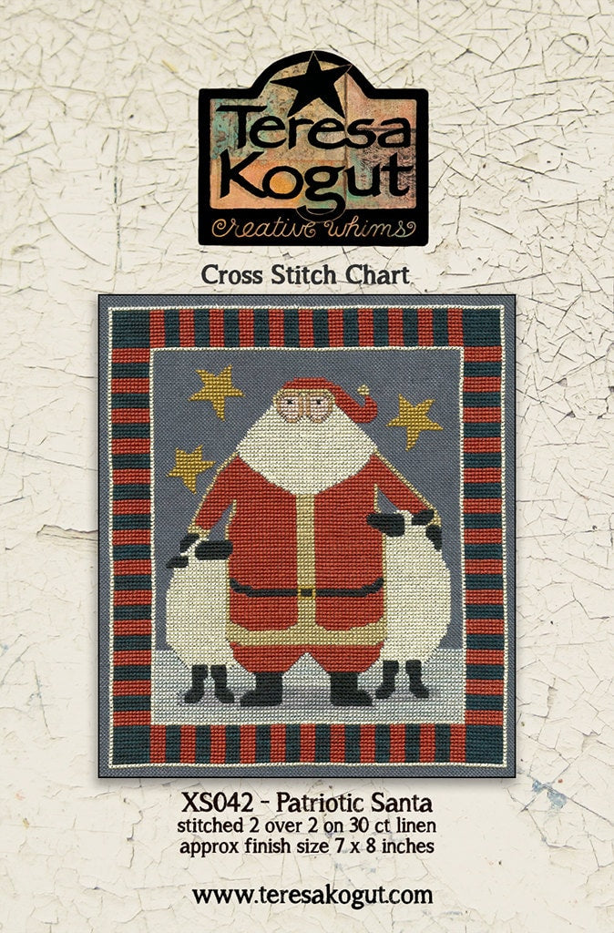XS042 Patriotic Santa Cross Stitch Chart PDF