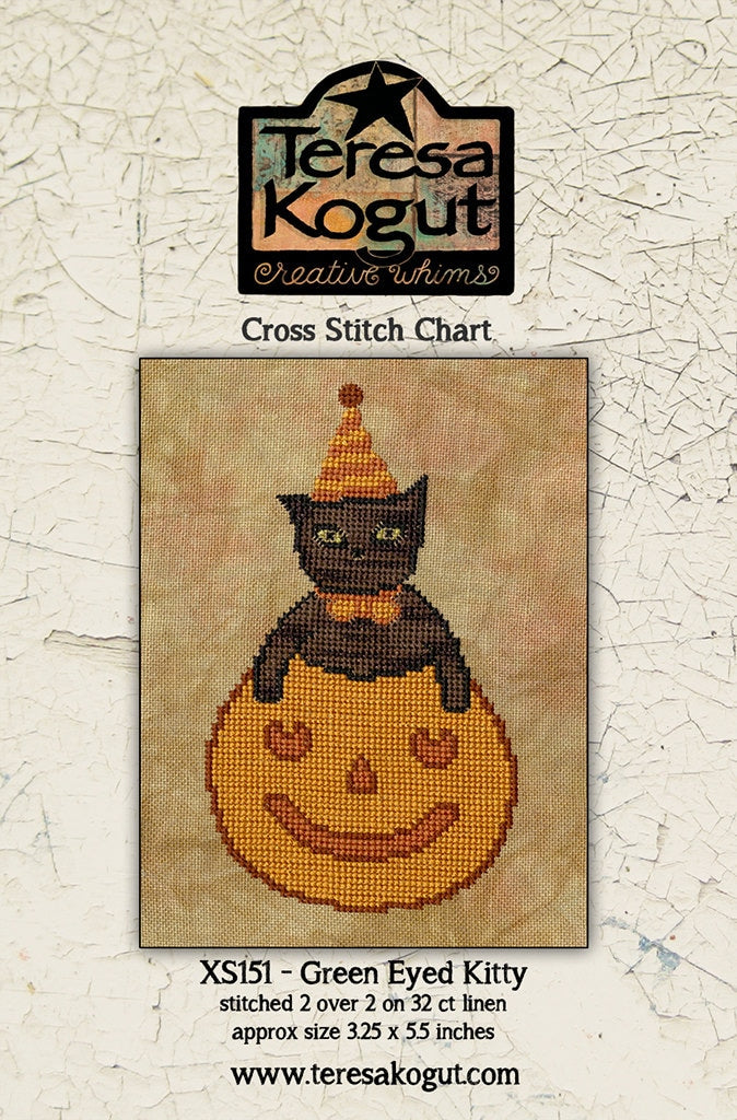 XS151 Green Eyed Kitty Cross Stitch Chart PDF