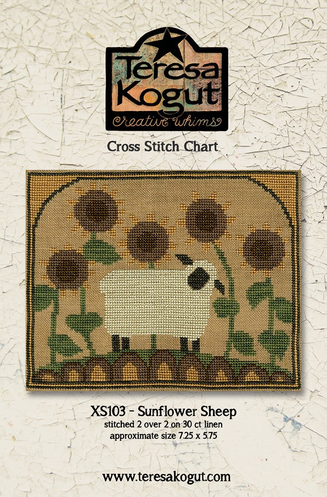 XS103 Sunflower Sheep Cross Stitch Chart PDF