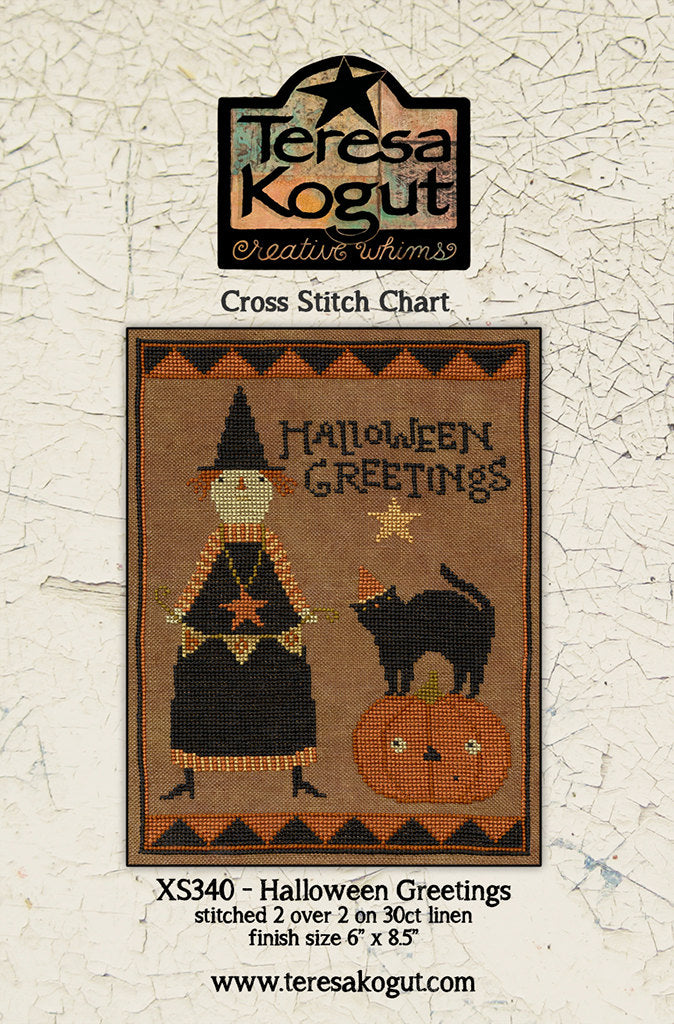 XS340  Halloween Greetings Cross Stitch Chart PDF