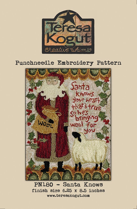 PN180 Santa Knows Punchneedle Pattern