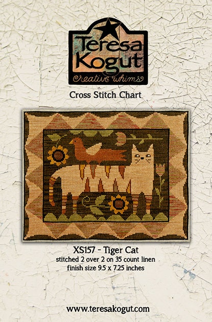 XS157 Tiger Cat Cross Stitch Chart