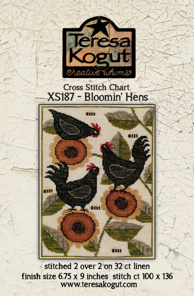 XS187 Bloomin Hens Cross Stitch Chart