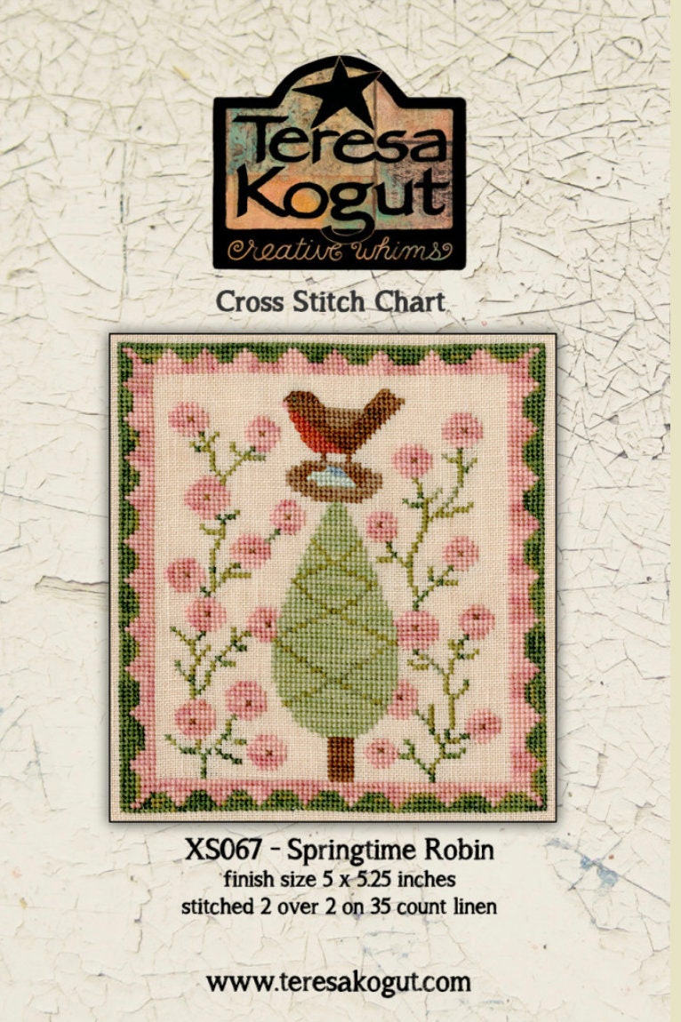 XS067 Springtime Robin Cross Stitch Chart