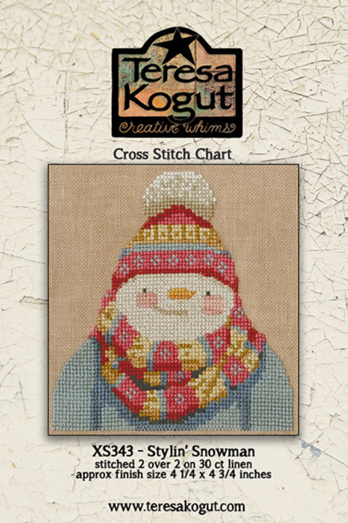 XS343 Stylin Snowman Cross Stitch Chart PDF