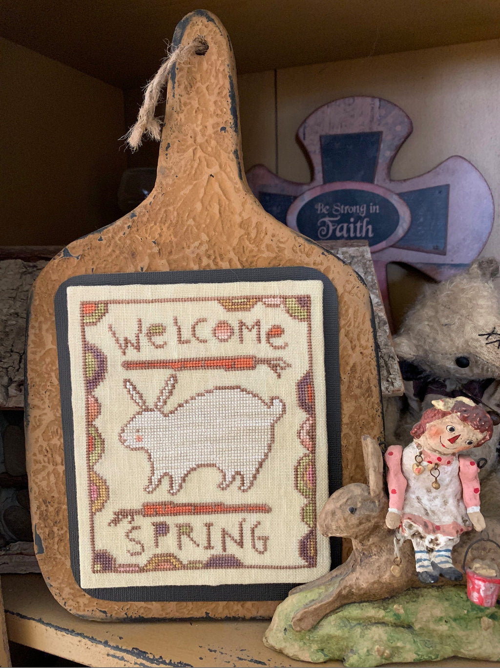 XS182 Welcome Spring Bunny  Cross Stitch Chart