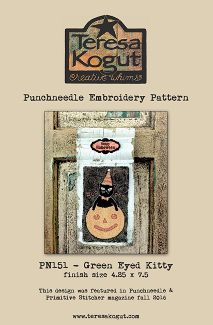 PN151 Green-Eyed Kitty Punchneedle Pattern